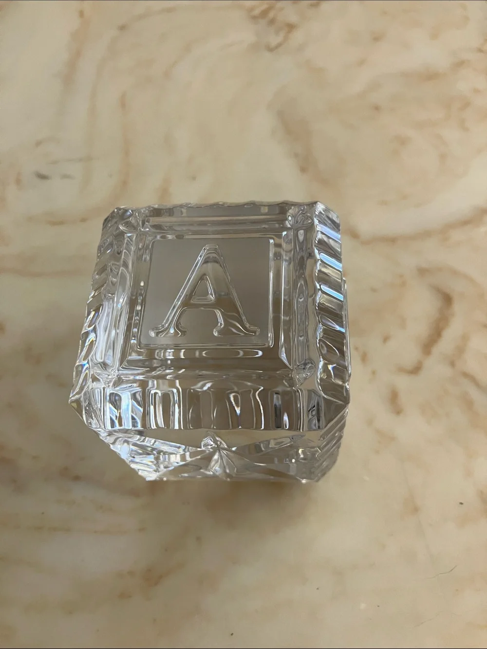 Waterford Crystal Clear Glass Baby Block